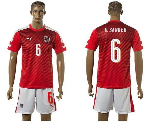 Austria #6 Il Sanker Red Home Soccer Country Jersey - Click Image to Close